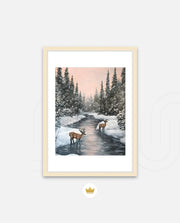 Winter Deer Reflections