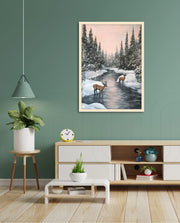 Winter Deer Reflections