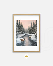 Winter Deer Reflections