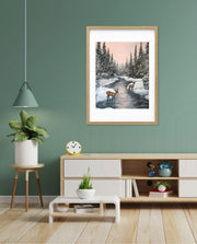 Winter Deer Reflections