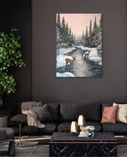 Winter Deer Reflections