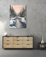 Winter Deer Reflections