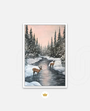Winter Deer Reflections