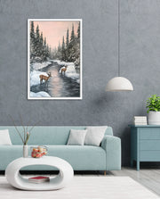 Winter Deer Reflections