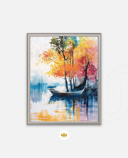 Autumn Lake Boat