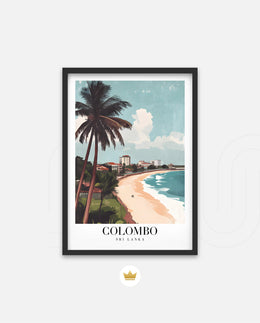 Colombo Sri Lanka Vintage Travel Poster