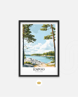 Espoo Finland Vintage Travel Poster