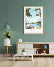 Espoo Finland Vintage Travel Poster