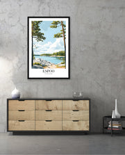 Espoo Finland Vintage Travel Poster