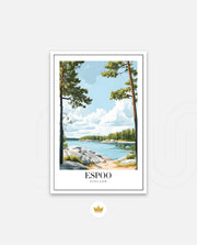 Espoo Finland Vintage Travel Poster