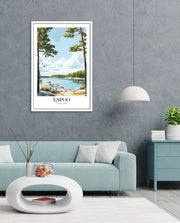 Espoo Finland Vintage Travel Poster